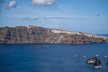 希腊的景象 秘密海滩 岩石 海洋 海滨 天空 美丽的 火山 海景图片