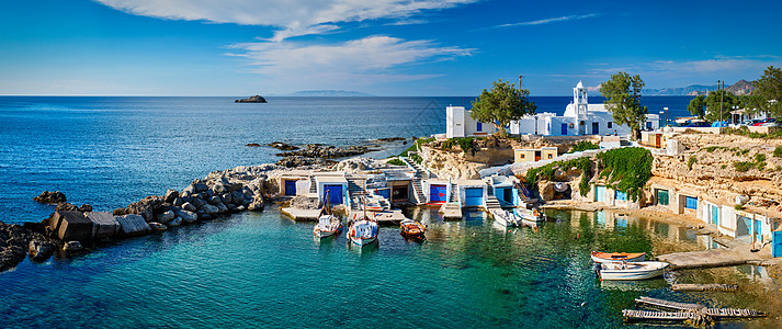 希腊米洛斯岛曼德拉基亚村 建筑学 风景 欧洲 船库图片