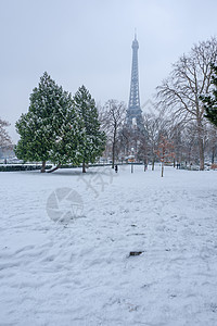 艾菲尔塔 巴黎冬天的雪下 圣诞节 沉淀 冬季 季节图片