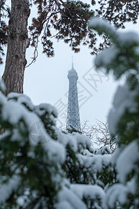 艾菲尔塔 巴黎冬天的雪下 埃菲尔铁塔 欧洲 吸引力 建筑学图片