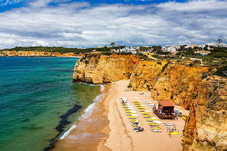 在Portimao Algarve和Portug的Carenanos海滩 蓝色的 夏天图片