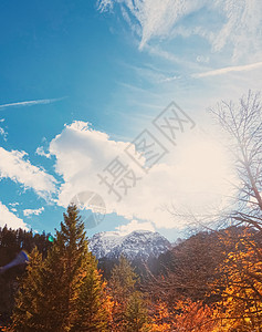 欧洲阿尔卑斯山的美丽性质 秋季高山 湖泊和村庄的风景 旅行和旅游目的地等 户外 假期图片