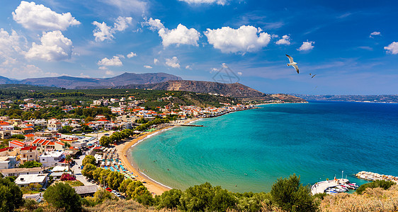 希腊的节日 美丽的卡利夫斯村 与绿海 绿松石图片
