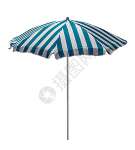 海滩雨伞 - 浅蓝白条纹 阳伞 热带 海岸 夏天背景图片