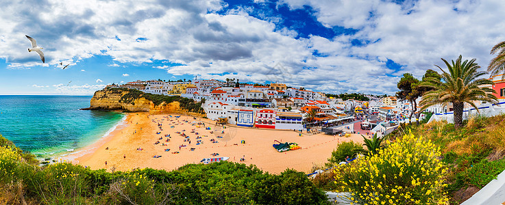 Carvoeiro渔村的景象 海滩很美 Algarve 钓鱼 夏天图片