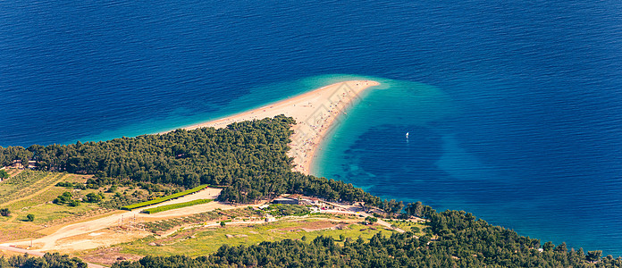 Zlatni Rat 黄金角或金角 著名的绿宝石海滩i 海岸线 金的图片