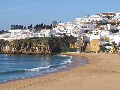 葡萄牙阿尔布法伊拉市和海滩 假期 夏天 阿尔加维 度假者图片