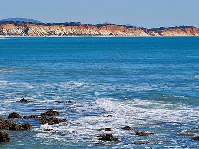 葡萄牙的阿尔布法伊拉罗曼海岸 有蓝色大西洋 自然图片