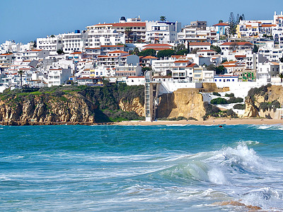 葡萄牙阿尔布法伊拉市和海滩 悬崖 旅游 餐厅 风景图片