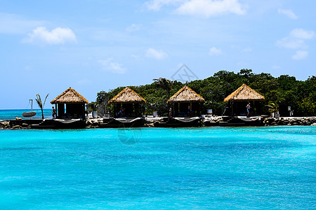 阿鲁巴岛 文艺复兴时期的岛屿 加勒比海 阳光明媚的海滩 白沙 椰子树和绿松石海 暑假 热带海滩和粉红色的火烈鸟 水上 奥腊涅斯塔图片