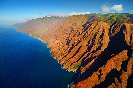 Na Pali海岸美丽的空中风景 公园 岛图片