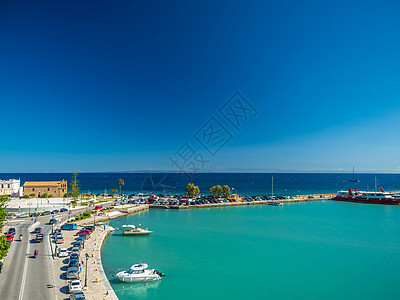 扎肯托斯希腊镇港口 船 海景 爱奥尼亚人 岛 运输 欧洲图片
