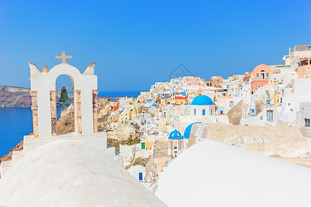 希腊圣托里尼圆顶教堂 天空 镇 岛 门 复活节图片