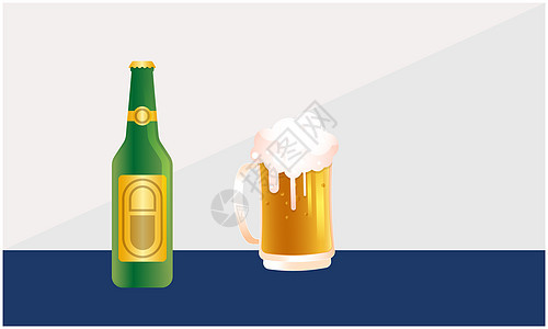 啤酒瓶和杯子的模拟插图 过山车 优雅 时尚 麦芽图片