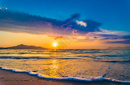 海滨日落 天空地平线背景阳光照耀美丽图片