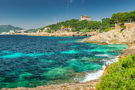 西班牙地中海卡拉拉雅达美丽海岸马略卡岛的海滨景观图片