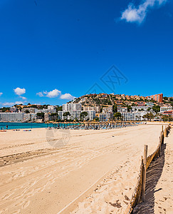 西班牙地中海马洛卡岛海岸Santa Ponsa沙滩 西班牙地中海图片