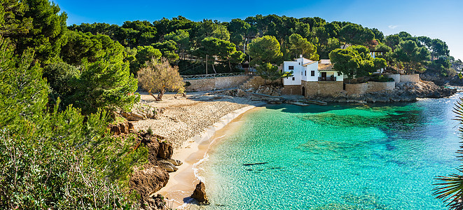 西班牙地中海Majorca岛边湾的 Cala Gat 照片海滩图片