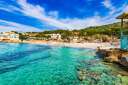 西班牙马洛卡岛美丽的海边 圣埃尔姆的麦加海滩 欧洲 晴天图片