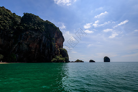 泰国金沙岛海滩上有金沙和卡斯特石块 自然 蓝色的 泰国背景