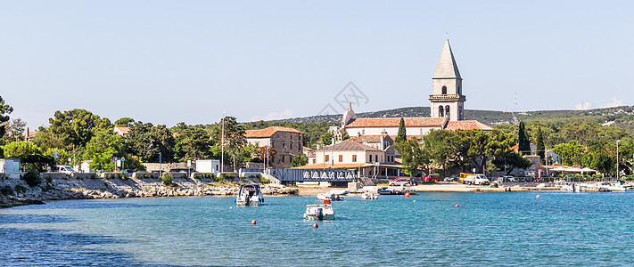 克罗地亚Cres岛与Losinj岛连接桥梁的奥索尔历史城镇 古董 塔图片