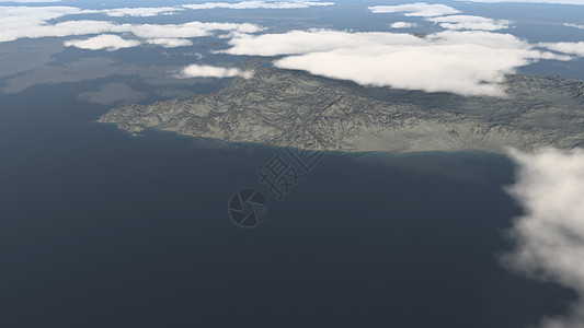 飞机3D海洋热带热带岛屿天堂的空中观视 地平线 飞机 翅膀背景