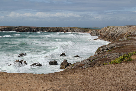 Quiber半岛野海岸的大西洋洋波浪流 荒野图片