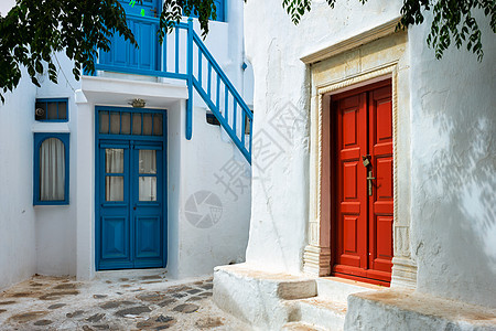 希腊米科诺斯岛的希腊人Mykonos街 街道图片