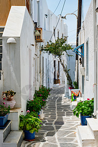 希腊帕罗斯岛的Naousa镇街道 小城 蓝色的图片