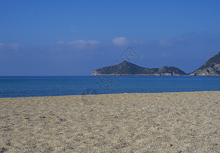 希腊科孚岛的海滨和绿松石海边 观望塔门图片