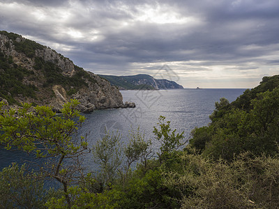 希腊Kerkyra 科孚市湾夏季多云天空 科孚岛 自然图片