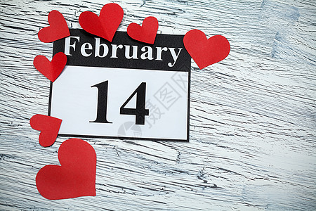 2月14日情人节 红纸之心 庆典 白色的 浪漫的 数字背景图片