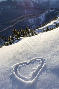 清新的斯诺中画出的心 霜 寒冷的 雪 绘画图片