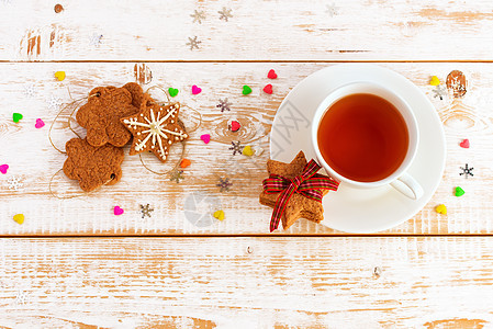 圣诞饼干 回忆 寒冷 庆典 木制的 恭喜 树 快乐的 假期图片