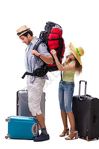 年轻家庭为白色休假旅行准备的年青家庭 浪漫的图片