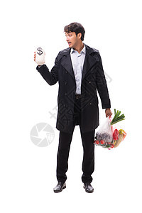 英俊的年轻男子 在购物概念中拥有可变品位 储蓄图片