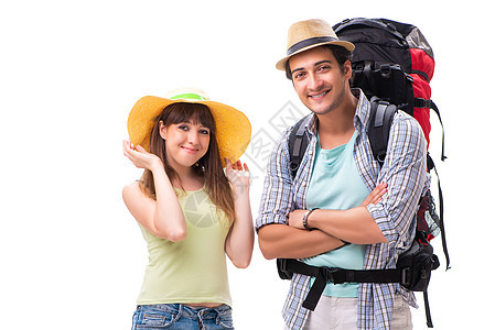 年轻家庭为白色休假旅行准备的年青家庭 夏天图片