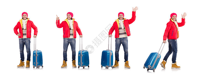准备过冬假的男子 商务人士 收费 津贴 外套 飞机场图片