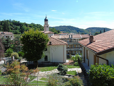 意大利维内托的Tarzo村 美丽的 农场 全景 酒厂图片