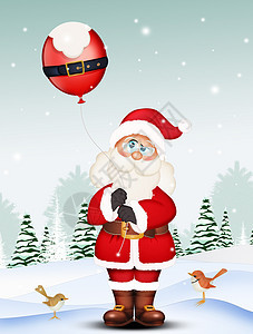 圣诞圣诞老人和圣诞气球 冬天 庆典 明信片图片