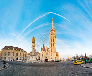 布达佩斯城堡区Matthias的Buda寺庙教堂 蓝色的 城市图片