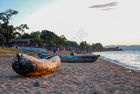 马拉维湖上的独木舟 海洋 桨手 自然 假期 水 日出图片