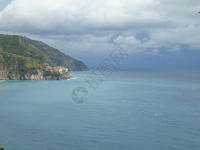 意大利辛克特尔夏季日 旅游 镇 山 海岸线图片