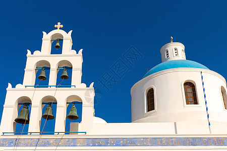 美丽的希腊教堂 建筑 塔 假期 皮尔戈斯 岛 基克拉泽斯 镇图片