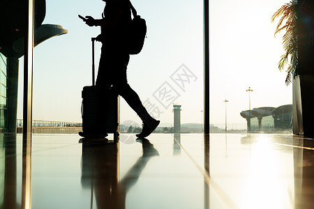 随身携带手提箱的行走者 乘客在空中旅行 假期图片