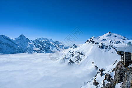 瑞士天空线从西边的天线上的 雪丘 蓝色的 旅行图片