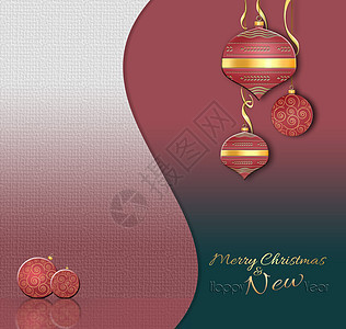 圣诞背景优雅 有红色吊球的挂蛋红色背景图片