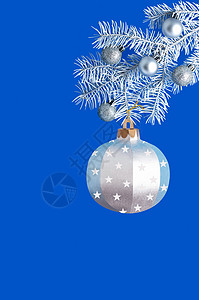 圣诞树白枝上的银纸球图片