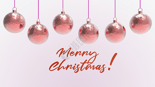 红色圣诞球与红色词圣诞快乐 五颜六色的圣诞节圣诞树 玻璃 金属和塑料球 一组挂着节日装饰模板的小玩意 3d 渲染图 快乐的 玩具图片