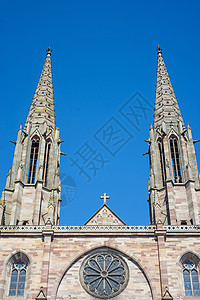 法国阿尔萨斯奥贝奈教堂 天主教徒 基督教 蓝色的 圣彼得和保罗图片